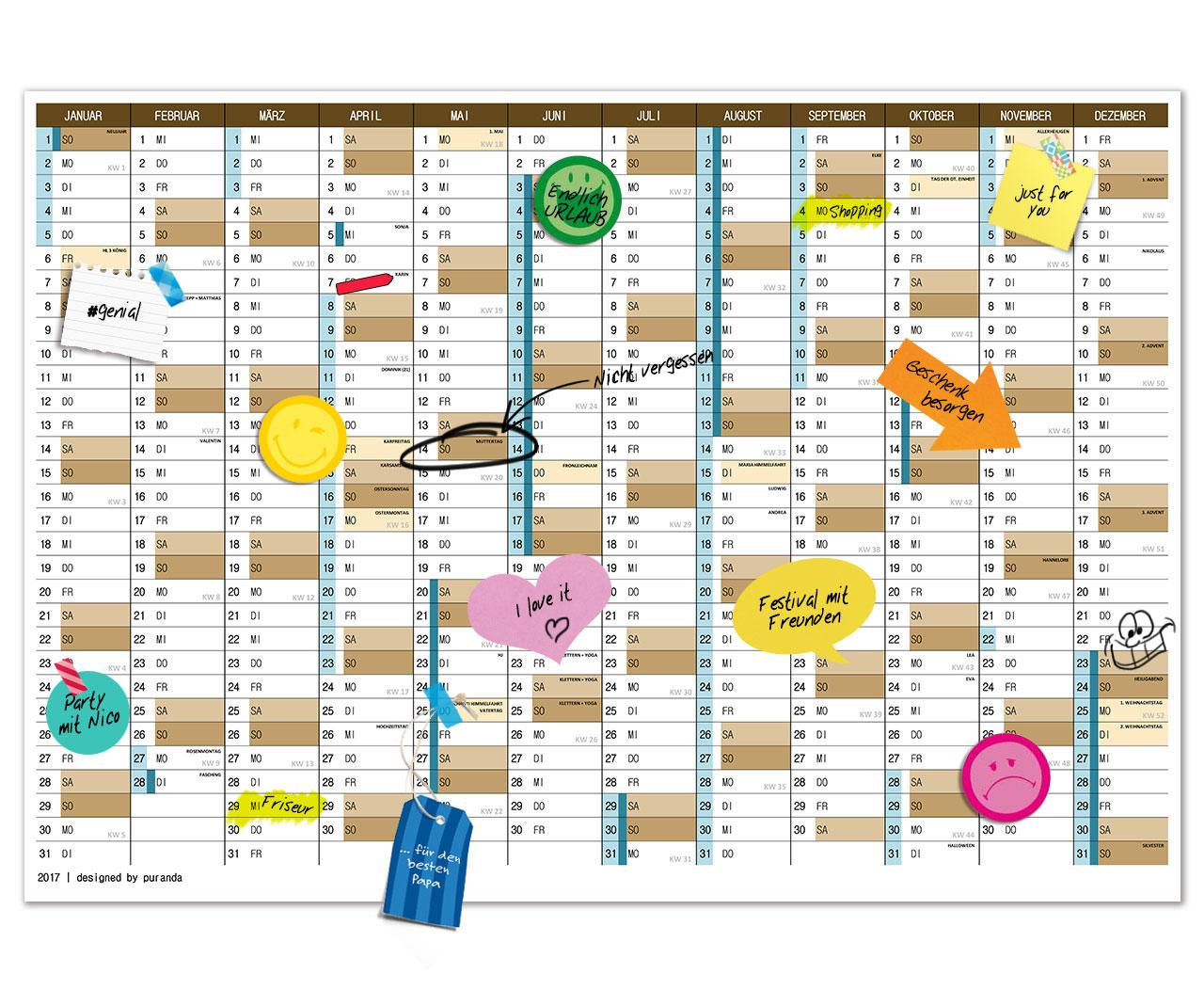 Wandkalender purDATE Basic - Affichenpapier - 100x70 - in Aktion