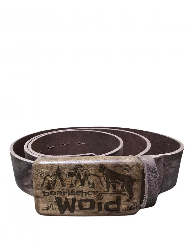 Preview: Ledergürtel mit Holzschnalle WOID - Büffelleder