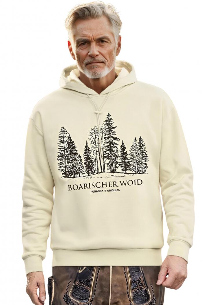 puranda Hoodie BOARISCHER WOID - creme - Model nah