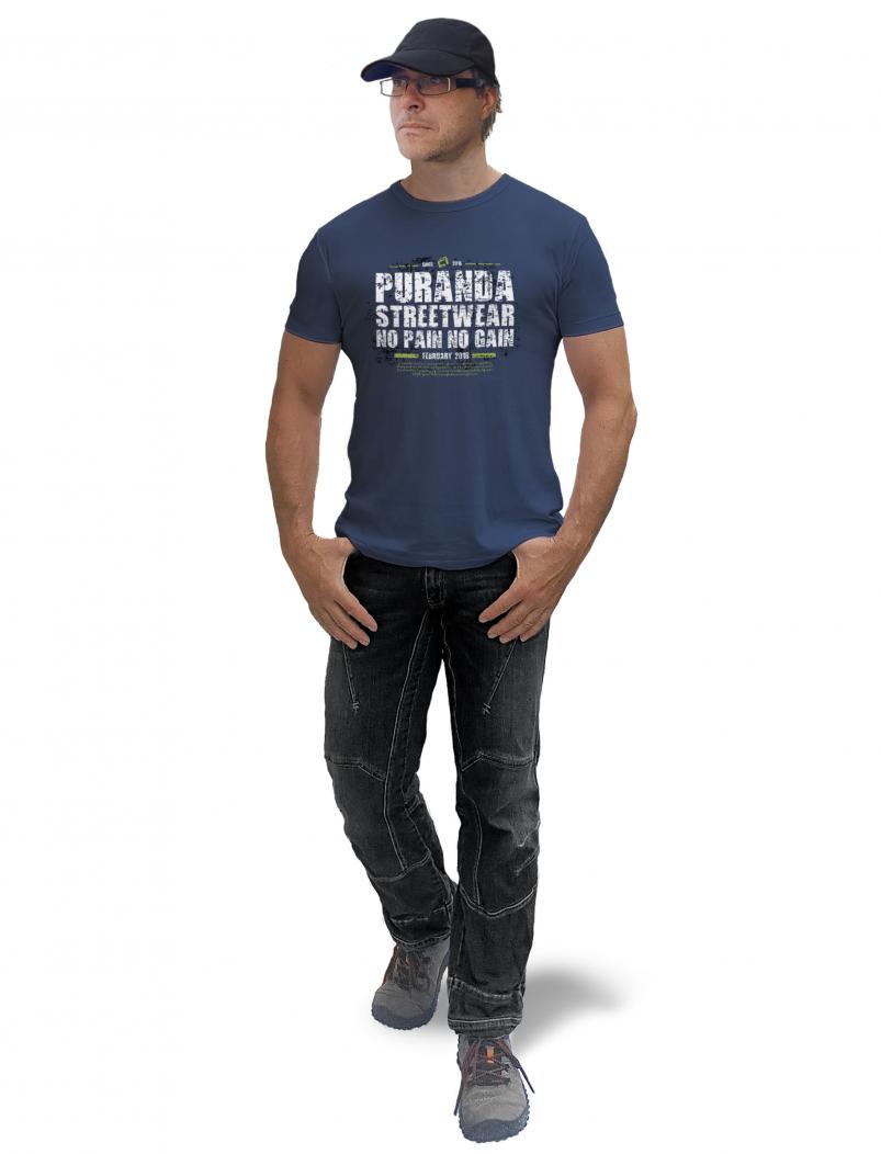puranda T-Shirt NO PIAN NO GAIN - denim - Model-01