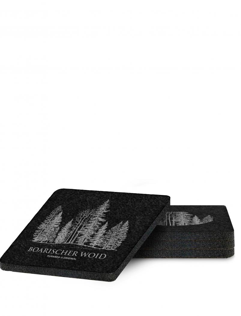 Preview: Untersetzer aus Filz BOARISCHER WOID - 10 cm - schwarz - schräg