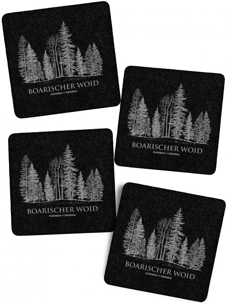 Untersetzer aus Filz BOARISCHER WOID - 10 cm - schwarz - 4er Set