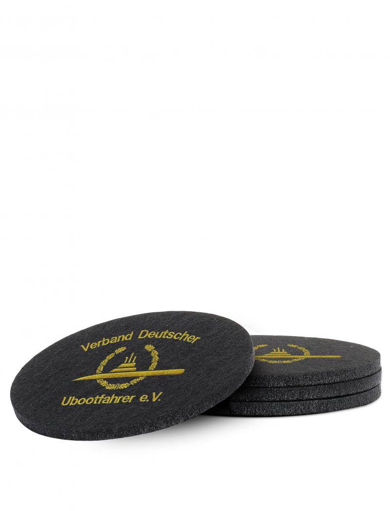 Untersetzer aus Filz VDU - 10 cm - schwarz - schräg