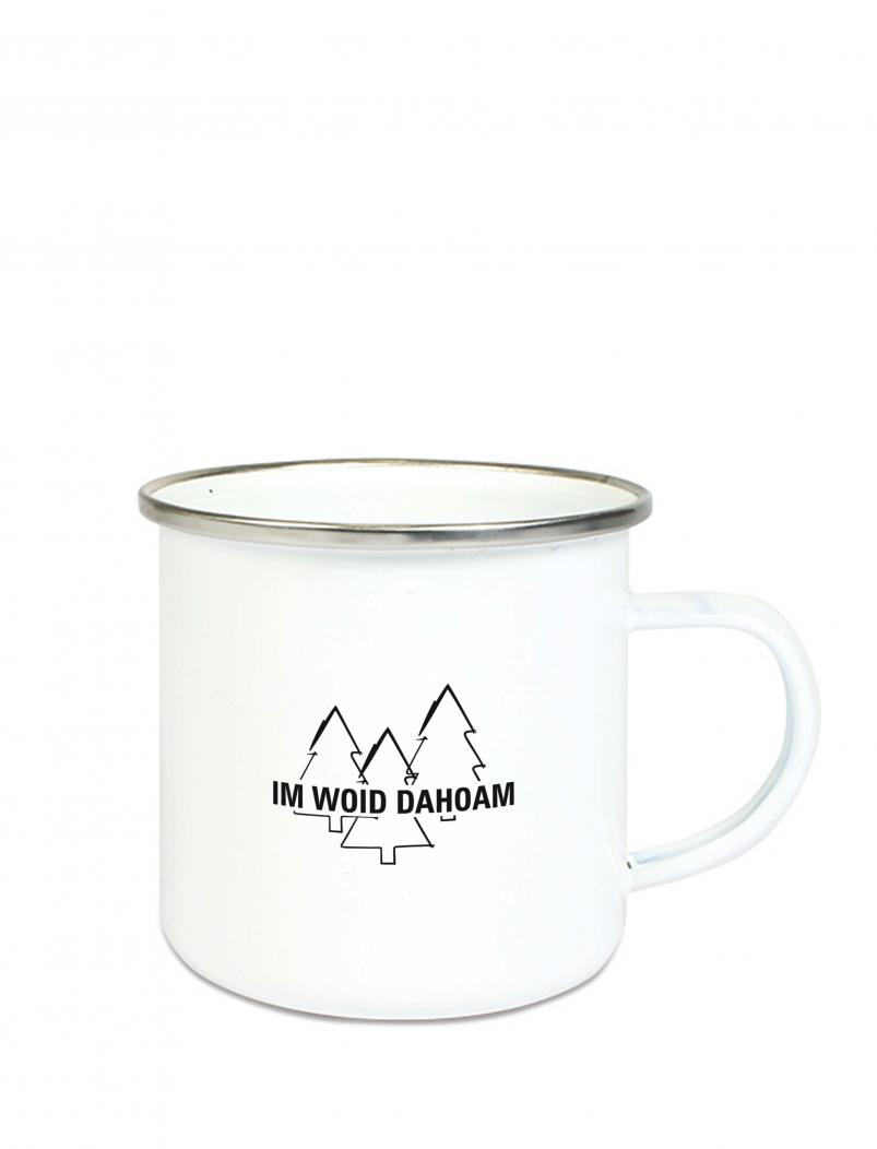 Emaille Tasse IM WOID DAHOAM WOID - 300 ml