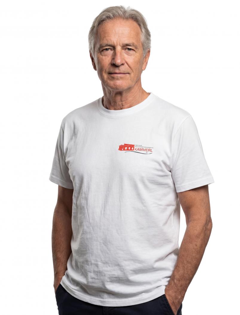 puranda T-Shirt FÖRDERVEREINS HISTORISCHES BAHNWASSERKRAFTWERK KAMMERL e.V- weiss - Model nah