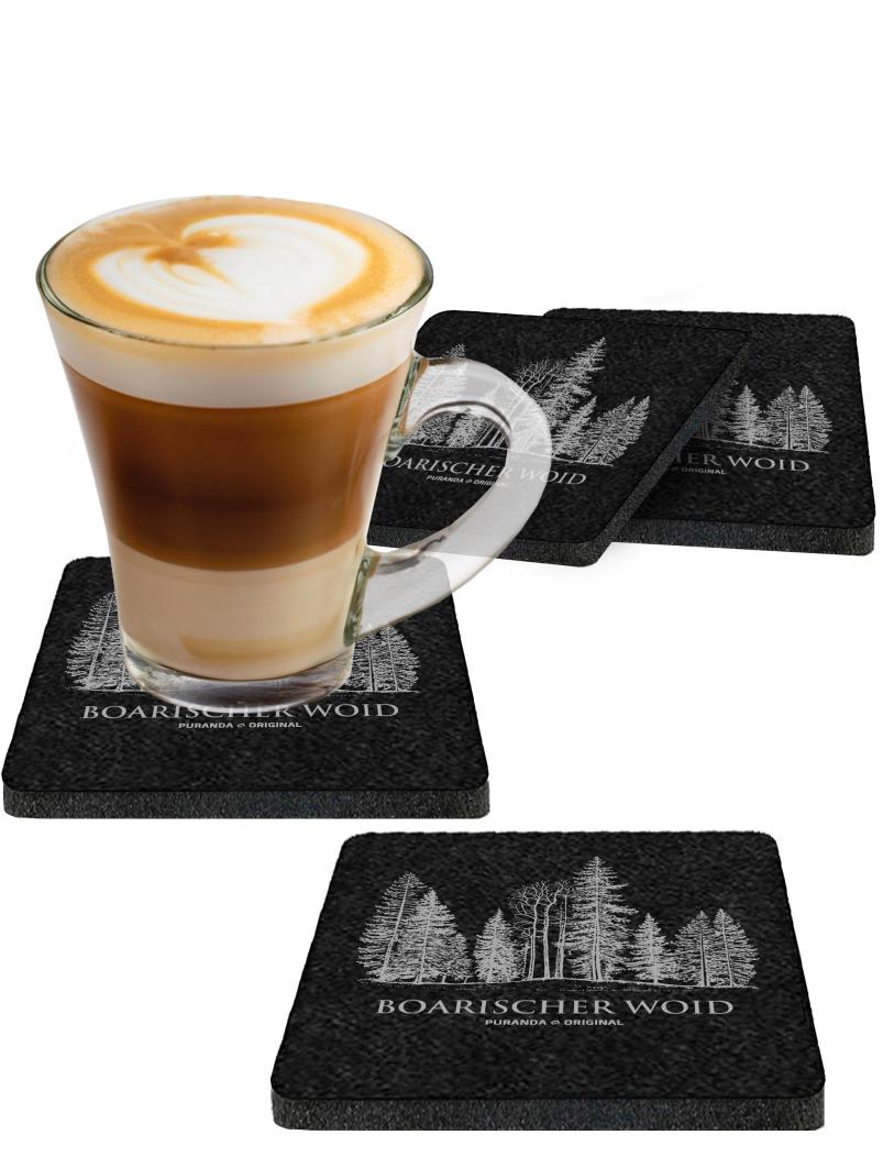 Untersetzer aus Filz BOARISCHER WOID - 10 cm - schwarz - Glas