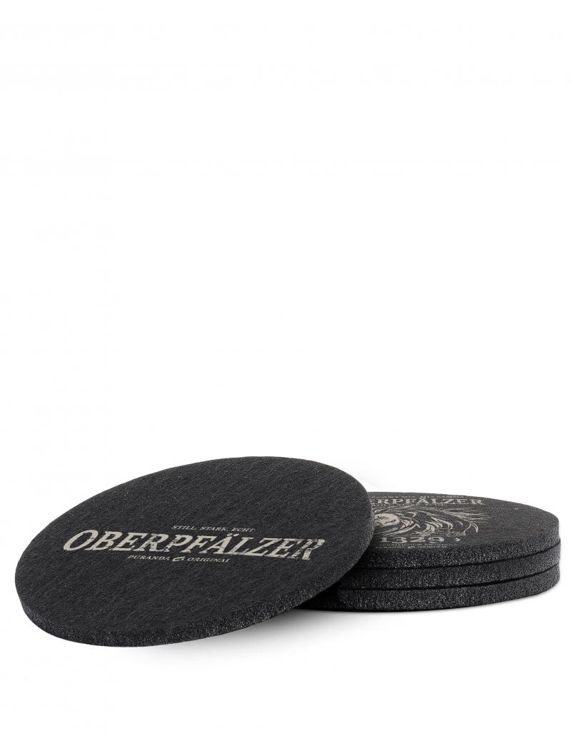 Untersetzer aus Filz OBERPFÄLZER - 10 cm - schwarz - schräg