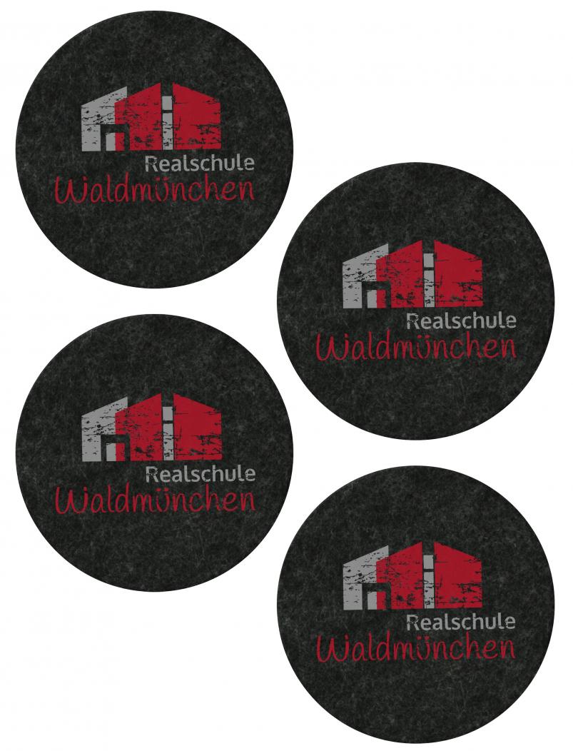 Untersetzer aus Filz REALSCHULE WALDMÜNCHEN - 10 cm - schwarz - 4er Set
