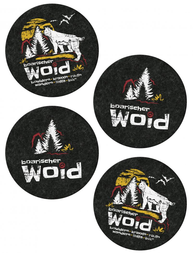 Untersetzer aus Filz WOID - 10 cm - schwarz - 4er Set