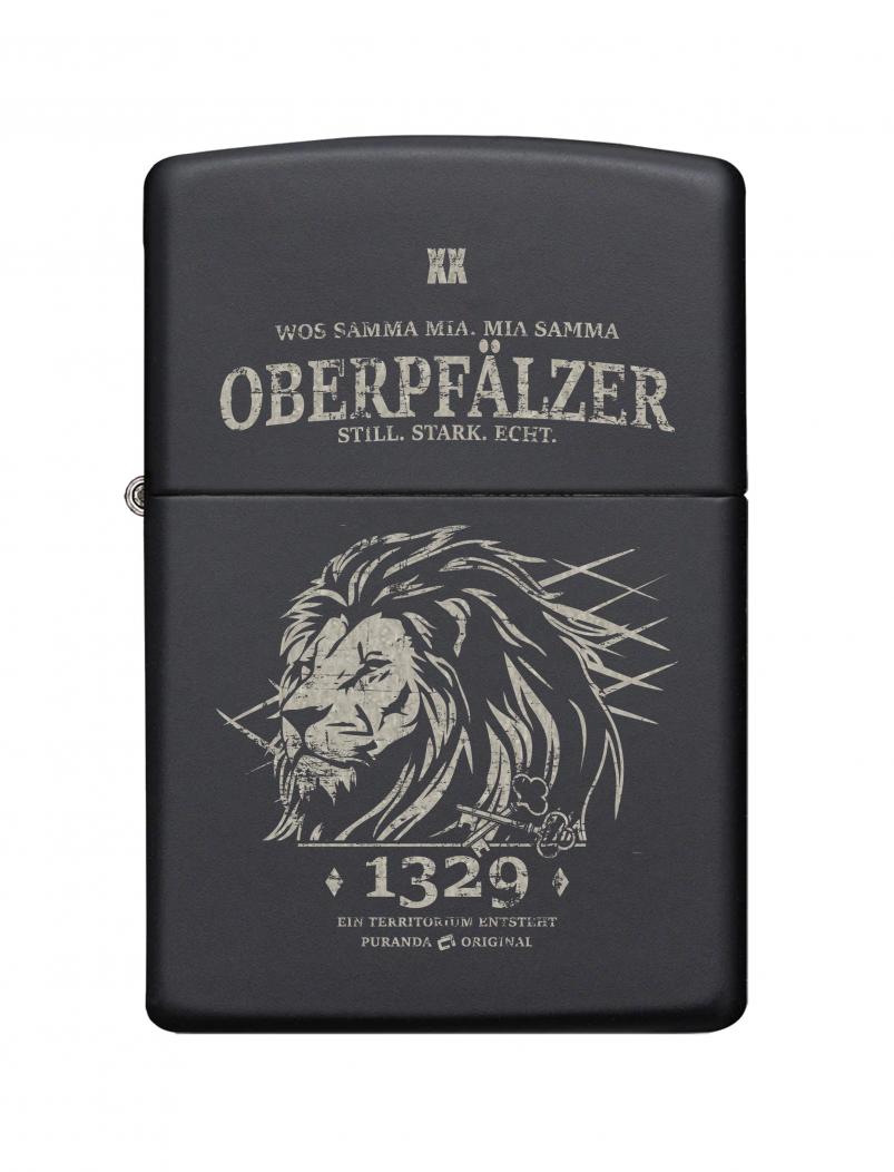 puranda Zippo - OBERPFÄLZER - matt schwarz - Emblem